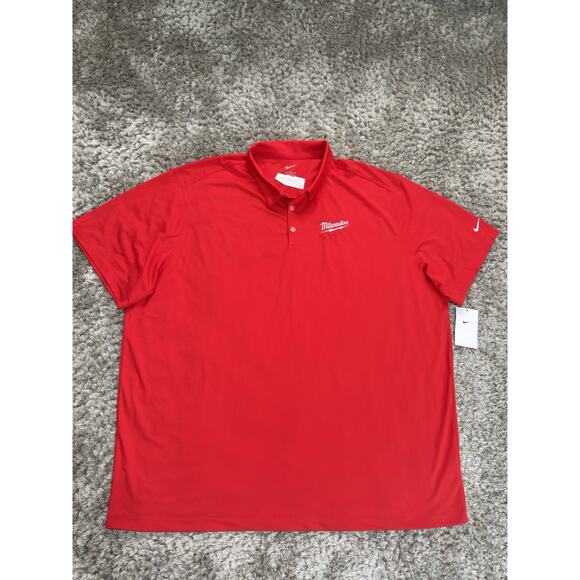 Nike Golf Polo Shirt Mens Size 4XL Dri-Fit Performance Red Milwaukee Tool NWT